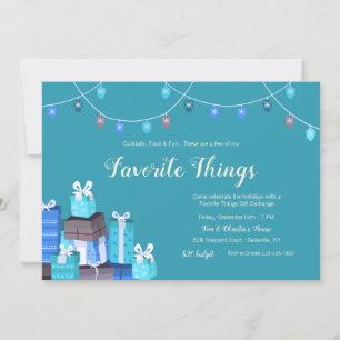 Favourite Things Gift Exchange Blue Invitation