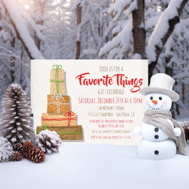 Favourite Things Gift Exchange brown paper package Invitation (Creator Uploaded)