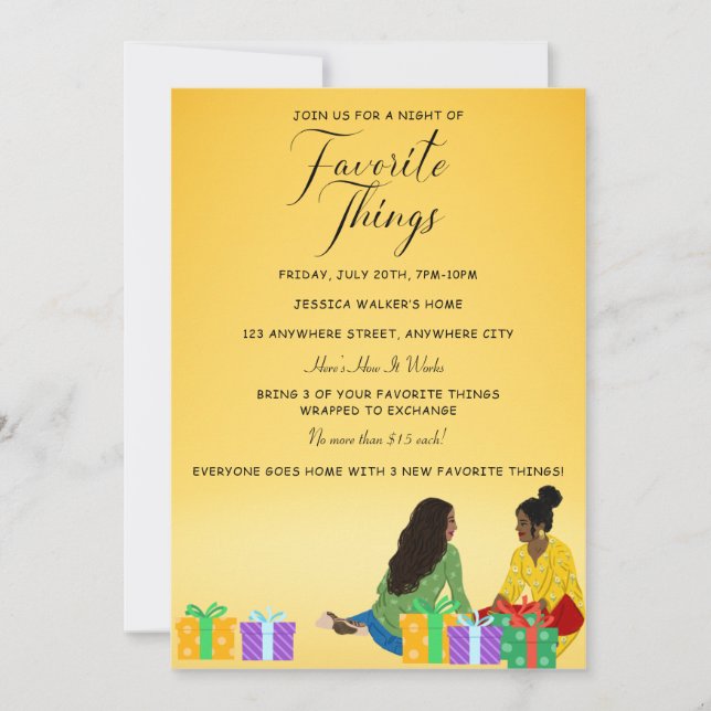 Favourite Things Gift Exchange Party Invitation (Front)