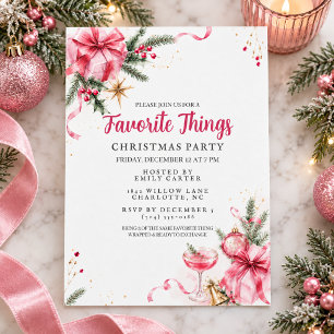 Favourite Things Gift Exchange Pink Christmas Part Invitation