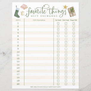 Favourite Things Gift Exchange Tracker #1-20