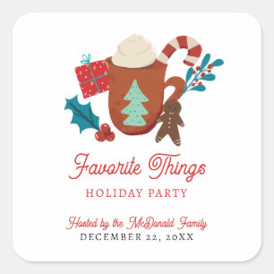 Favourite Things Holiday Party Christmas Cozy Square Sticker