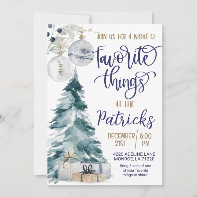 Favourite Things Holiday Party Invitation (Front)