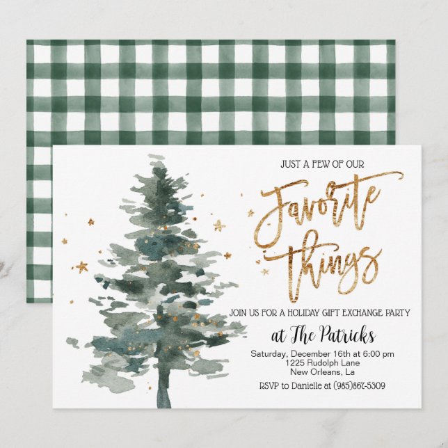 Favourite Things Holiday Party Invitation (Front/Back)