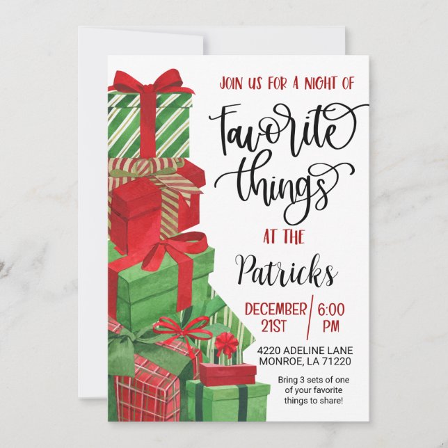 Favourite Things Holiday Party Invitation (Front)