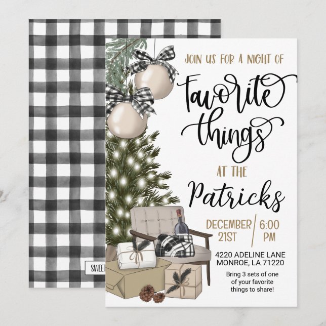 Favourite Things Holiday Party Invitation (Front/Back)