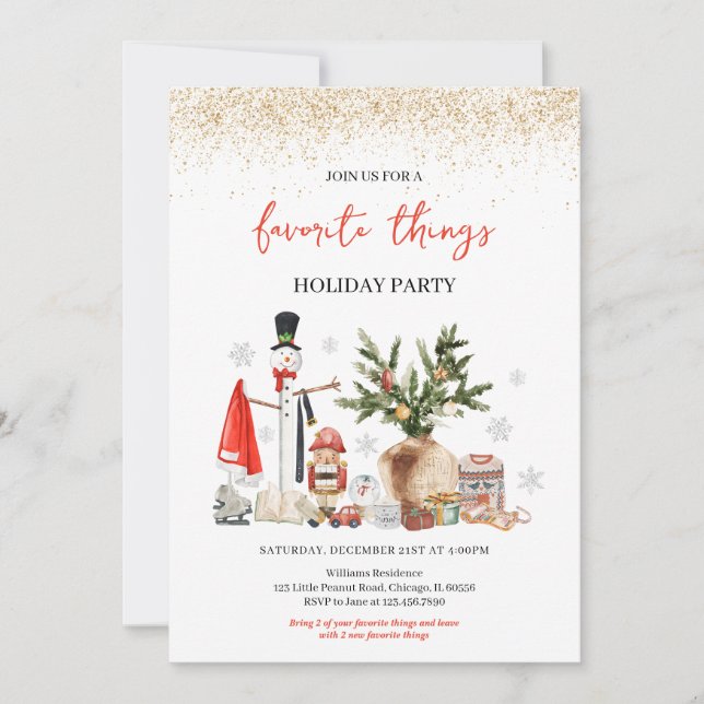 Favourite Things Holiday Party Invitation (Front)