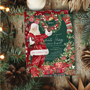 Favourite Things Santa Christmas Holiday Party Invitation