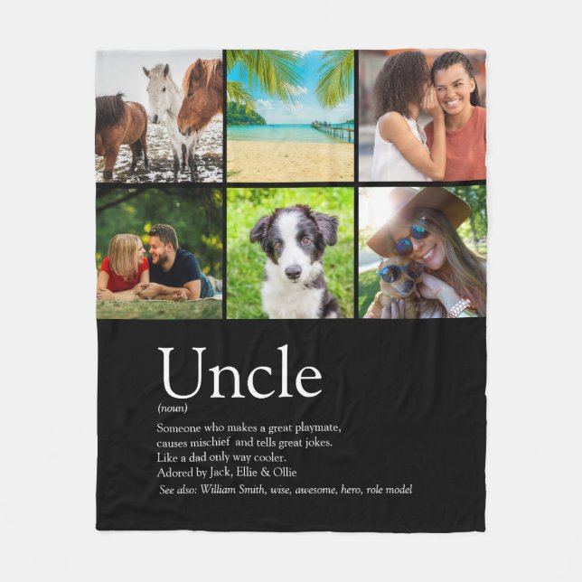 Favourite Uncle Fun Cool Quote Photo Collage Fleece Blanket (Front)
