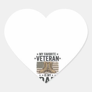 Favourite Veteran Dad Patriotic Combat Boots Shirt Heart Sticker