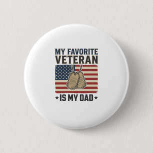 Favourite Veteran Dad Patriotic Dog Tags Design_1 2 Inch Round Button