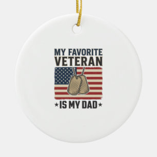 Favourite Veteran Dad Patriotic Dog Tags Design_1 Ceramic Ornament