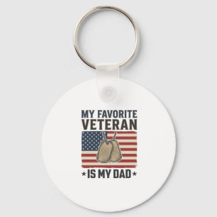 Favourite Veteran Dad Patriotic Dog Tags Design_1 Keychain