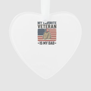 Favourite Veteran Dad Patriotic Dog Tags Design_1 Ornament