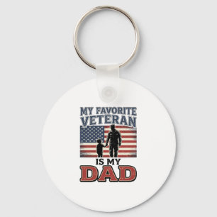 Favourite Veteran Is My Dad Patriotic Shirt Design Keychain