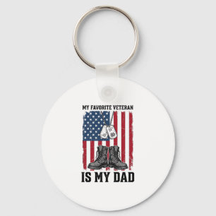 Favourite Veteran Is My Dad Patriotic Shirt Design Keychain