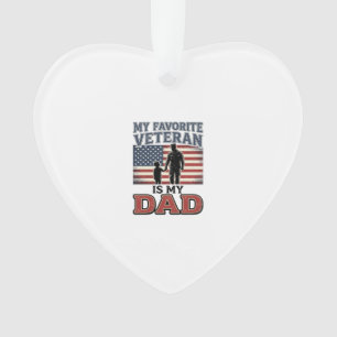 Favourite Veteran Is My Dad Patriotic Shirt Design Ornament
