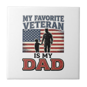Favourite Veteran Is My Dad Patriotic Shirt Design Tile