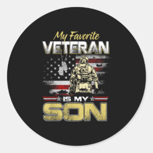 Favourite veteran is son veterans day patriotic me classic round sticker