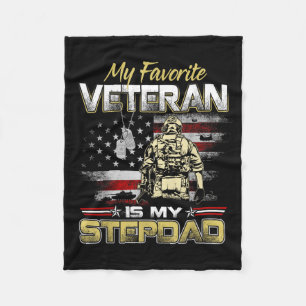 Favourite veteran is stepdad flag fathers veterans fleece blanket