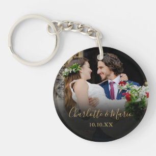 Favourite Wedding Photo Elegant Script Keychain