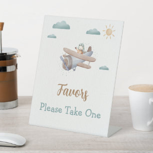 Favours Airplane Baby Shower Travel Theme Pedestal Sign