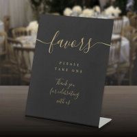 Favours Black And Gold Modern Script Table