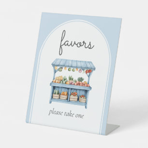 Favours Blue Farmers Market Baby Shower Pedestal Sign