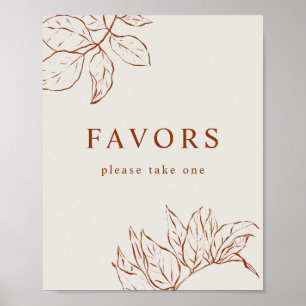 Favours Burnt Orange Botanical Baby Shower Poster