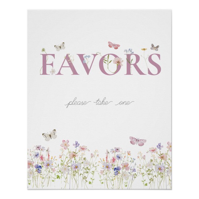 Favours Butterfly Floral Garden Shower Birthday Poster (Front)