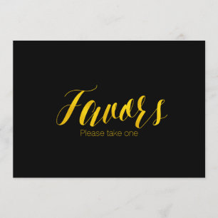 "Favours" Faux Gold Foil Chic Wedding Sign Invitation