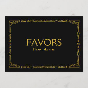 "Favours" Gold Art Deco Style Wedding Sign Invitation