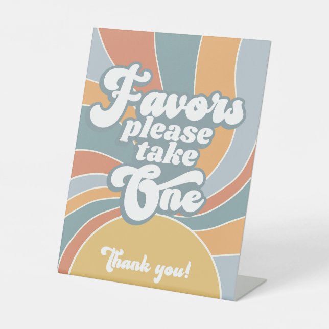 Favours Groovy Retro Sunshine Baby Shower Pedestal Sign (Front)