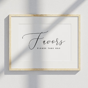 Favours. Minimalist elegant classic script wedding Poster