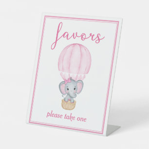 Favours Pink Elephant Baby Girl Shower Pedestal Sign