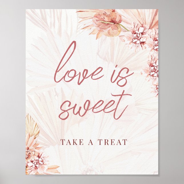 Favours Please Take One Boho Bohemian Beige Weddin Poster (Front)