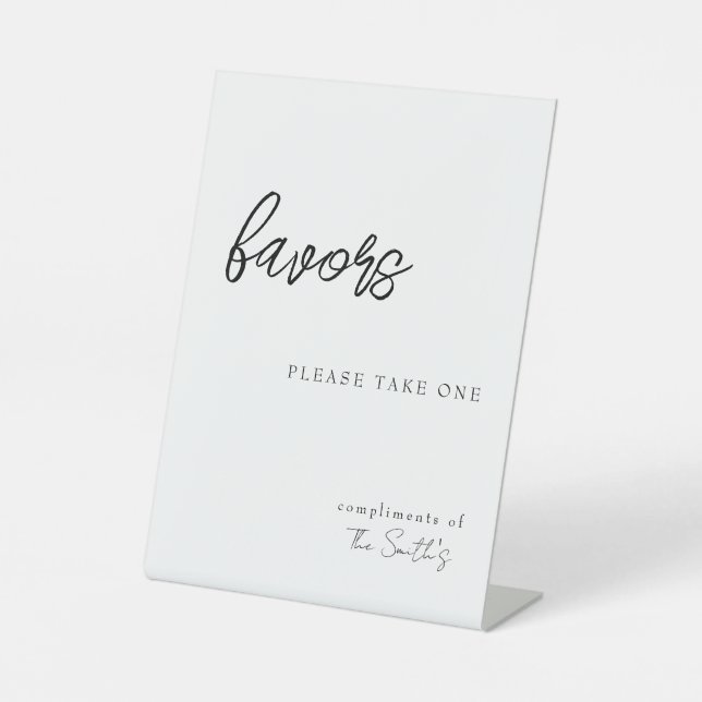 'Favours Please Take One' Compliments Customizable Pedestal Sign (Front)