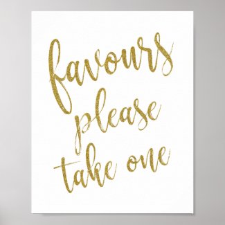 Favours Please Take One Glitter 8x10 Wedding Sign