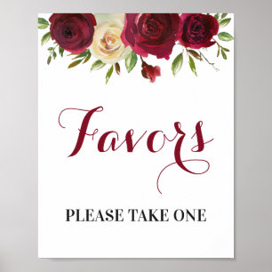 Favours Please Take One Marsala Burgundy Fall Part Poster