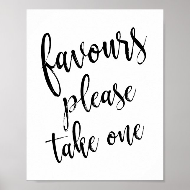 Favours Please Take One Simple 8x10 Wedding Sign (Front)