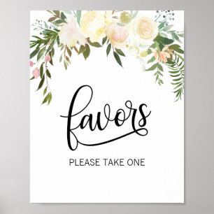 Favours PLEASE TAKE ONE Watercolor Floral Pink Sig Poster
