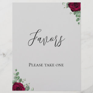 Favours Red Rose Wedding Sign