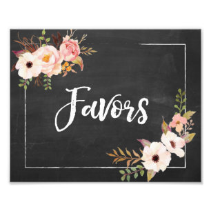 Favours Rustic Chalkboard Floral Wedding Sign