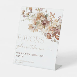 Favours sign boho fall brown rustic floral