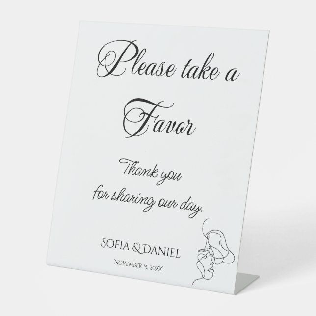 Favours Sign Minimalist Elegant Wedding (Front)