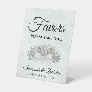 Favours Take One Eucalyptus & Lavender Wedding Pedestal Sign