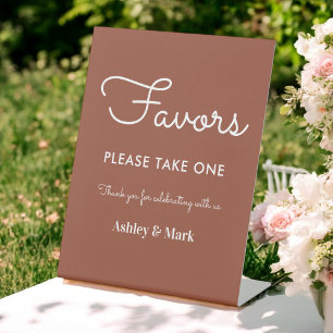 Favours Terracotta Wedding Sign Poster