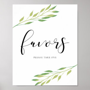 Favours Watercolor green leaves wedding sign