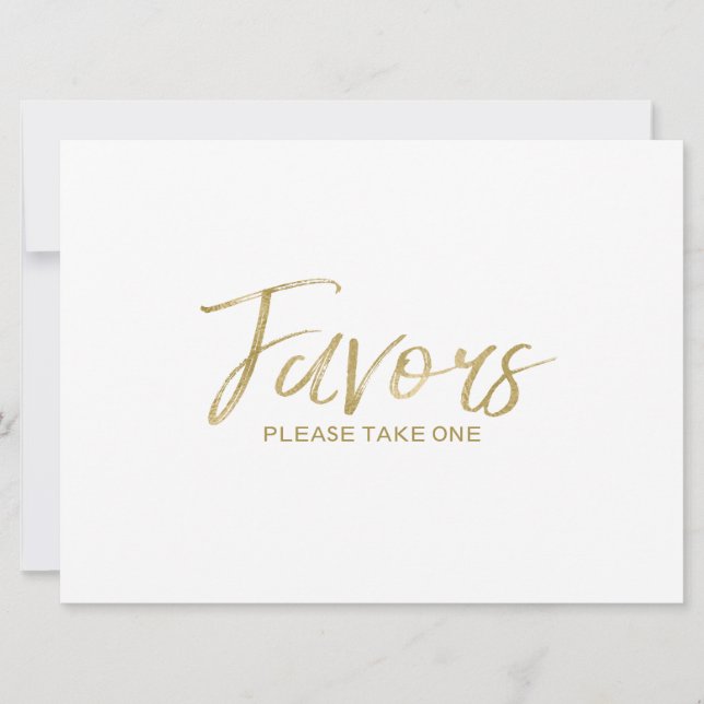 "Favours" Wedding Sign | Stylish Hand Lettered (Front)