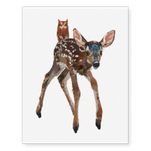 FAWN & AMBER OWL Temporary Tattoo